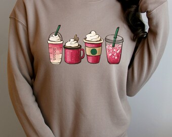 Valentine Coffee Heart Sweatshirt, Women Cute Valentine Shirt, Cozy Love Sweatshirt, Women Valentine Sweater, Funny Valentine Gift for Her