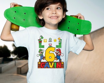 Super Mario Birthday Shirt for Boys   Super Mario Custom shirt   Super Mario Personalized shirt  Super Mario custom family shirt