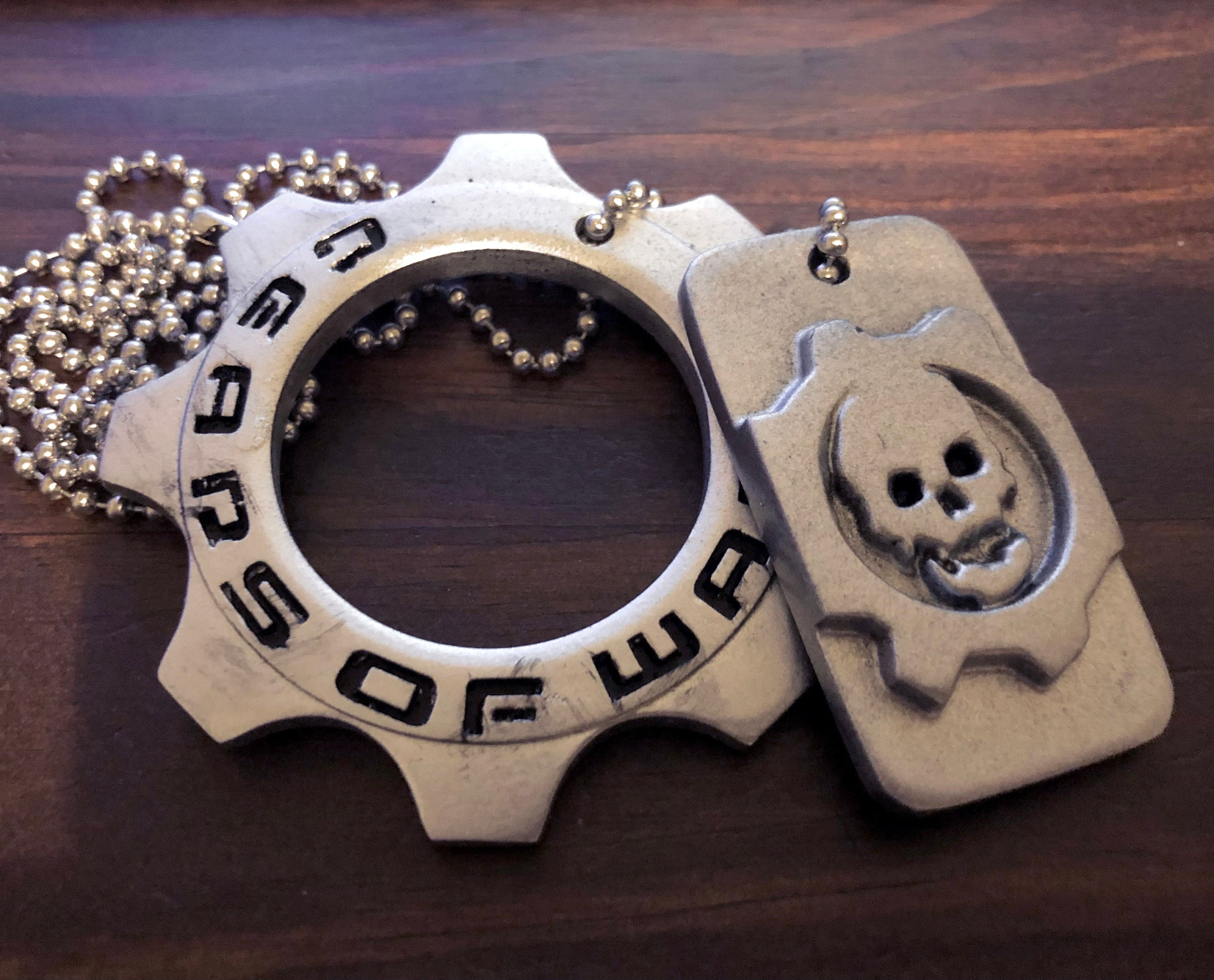 Cog Gears of War Symbol Metal Necklace Pendant Keychain Stainless Steel  Army Dog Tag, J-450-A - Walmart.com