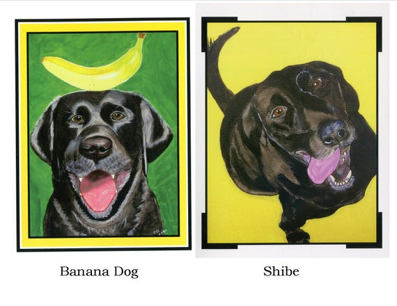 6 Labrador Retriever Black Lab Art Note Greeting Cards