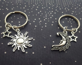 Sun And Moon Keyrings, Friendship Set, Celestial Keychains, BFF Keyrings, Space Keychain, Accessory Set, Sun Charm, Moon Charm, Best Friends