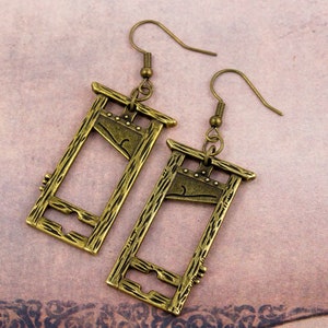 Bronze Guillotine Earrings, Gothic Jewellery, Macabre Earrings, History Teacher Gift, Medieval Jewelry, Dark Academia Earrings, Historical