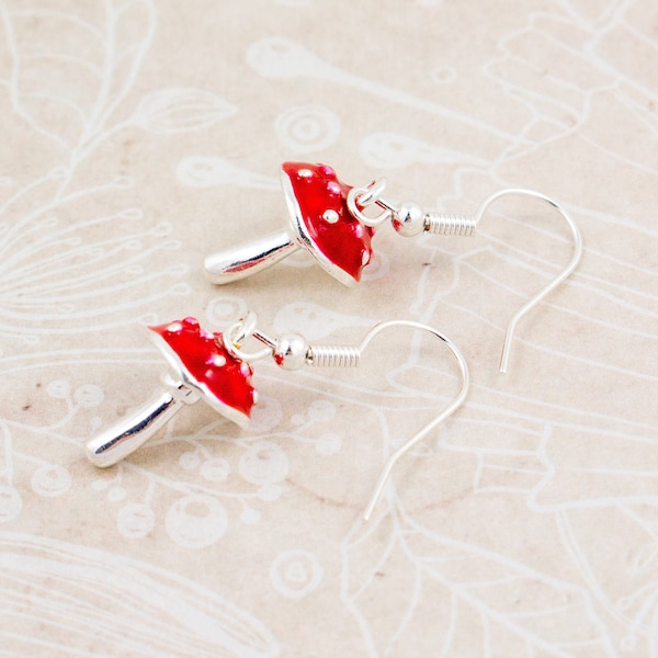 Mushroom Earrings, Toadstool Earrings, Fairy Jewellery, Goblincore Earrings, Cottagecore Earrings, Fly Agaric, Mushroom Jewellery, Red Spot