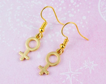 female gender symbol earrings