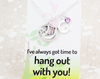 Sloth Necklace, Friendship Gift, Best Friend, Missing You Gift, Here For You, Hang Out Gifts, Sloth Jewellery, Friend Necklace, Cute Animal