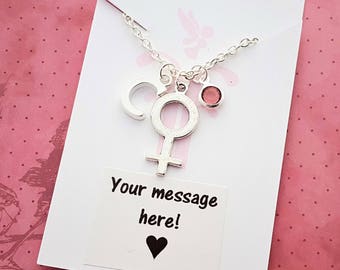 Personalised Feminist Necklace, Custom Gift, Female Charm, Venus Necklace, Girl Jewellery, Gender Jewelry, Female Empowerment, Female Friend