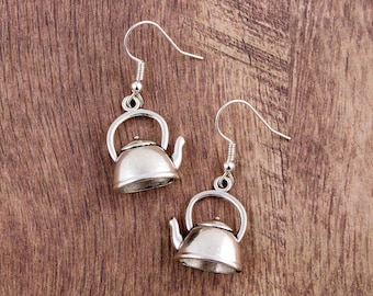 Teapot Dangle Earrings, Cup Of Tea, Kettle Charm, Tea Lover Gift