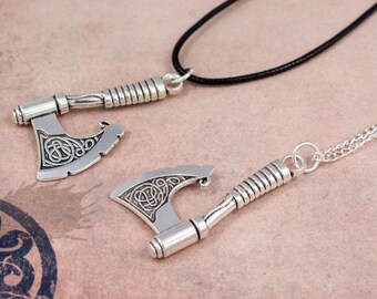 Large Viking Axe Necklace, Norse Jewellery, Barbarian Jewelry, Battle Axe Pendant, Silver Chain Or Cord, Mens Or Womens Unisex Necklace