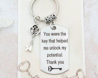 High School Teacher Gifts, Thank You Keyring, Unlocking My Potential, Life Coach Gift, Personal Trainer Gift, Best Teacher Ever, Mentor Gift