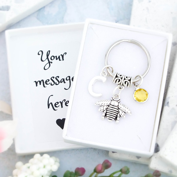 Bee Keyring, Personalised Gift, Bee Gifts, Bumble Bee Gifts, Honey Bee, Bee Keychain, Personalised Bee Keyring, Queen Bee Gift, Nature Lover