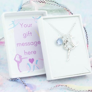 Gymnastics Necklace, Girls Gymnast Gifts, Gymnastics Jewellery, Personalise With Initial And Birthstone, Thank You Gymnastics Coach Gifts