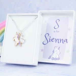 Unicorn Necklace, Girl&#39;s Gifts, Unicorn Jewellery For Kids, Name Jewelry, Children&#39;s Jewellery, Initial Necklace For Little Girls, Colourful