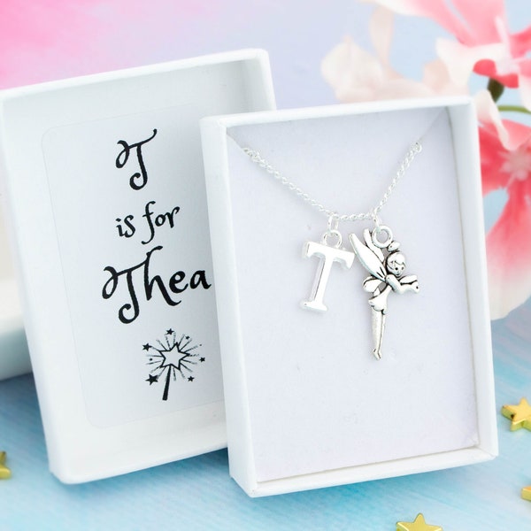 Fairy Necklace, Kids Initial Necklace, Cute Jewelry For Little Girls, Pixie Necklace, Fairy Tale Birthday Gift, Personalised Child's Name