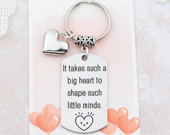 Nursery Worker Gifts, Childminder Keychain, Big Heart To Shape Little Minds Keyring, Cute Thank You Teacher Gifts, Bag Charm, Childcare