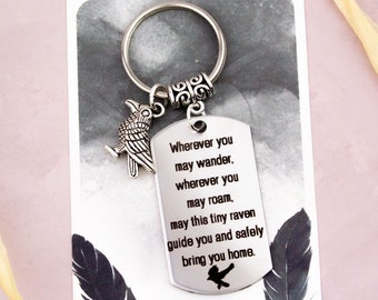 Raven Keyring, Gothic Gifts, Bird Keychains, Travel Gifts For Him Or Her, Alternative Travelling Bag Charm, Raven Spirit Guide, Viking Gift