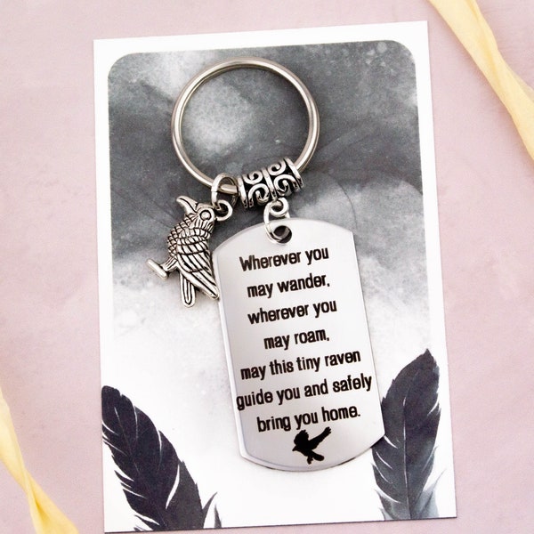 Raven Keychain, Viking Travel Gift, Gothic Bag Charm