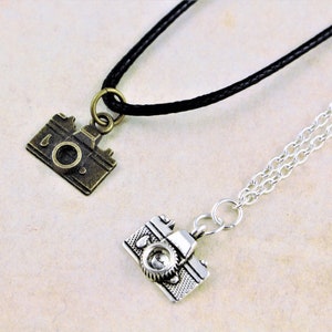 Camera Necklace, Photography Jewellery, Photographer Gift, Retro Vintage Camera Pendant, Silver Or Bronze, Photography Student Gifts image 1