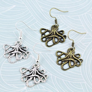 Octopus Earrings, Steampunk Jewellery, Kraken Earrings, Nautical Jewellery, Pirate Jewelry, Ocean Gifts