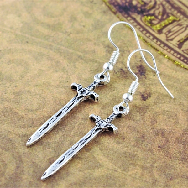 Sword Earrings, Gothic Jewellery, Dangle Earrings, Drop Earrings, Dangly Earring, Sterling Silver Optional, Dagger Jewellery