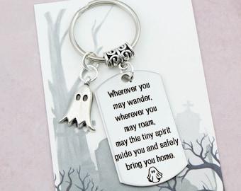 Ghost Keyring, Spirit Guide Keychain, Spooky Gifts, Gothic Travel Accessories, Cute Ghost Gifts, Ghost Hunting, Paranormal Investigating