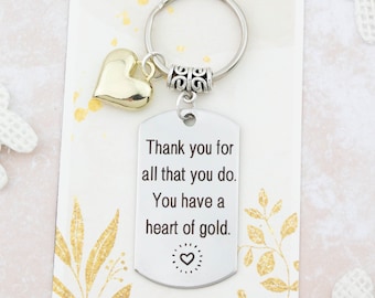 Thank You Gifts, Heart Of Gold Keyring, Teacher Appreciation Keychain, Best Friend Gratitude Present, Thanks Just Because, End Of School