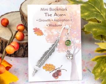 Acorn Charm Bookmark, Silver 3D Charm, Nature And Wildlife Book Lover, Teacher Gifts, Metal Bookmarks, Growth Symbol, Aspiration And Wisdom