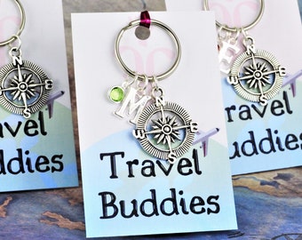 Travel Buddy Keychain, Personalised Compass Keyring, Friendship Group Gifts, Traveling Buddies, Travelling With Friends, BFFs Matching Gifts