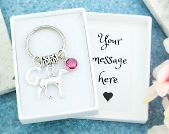 Greyhound Keyring, Dog Walker Gift, Grey Hound Keychain, Whippet Saluki Lurcher, Sympathy Remembrance Gift, Personalised Pet Keepsake