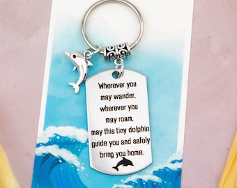 Travel Dolphin Keyring, Travelling Gifts, Stay Safe, Boat Crew Gifts, Cruise Ship Holiday, Sailing Keychain, Ocean Gifts, Dolphin Keychain