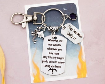 Llavero de dragón personalizado, regalo para amantes de la literatura romántica, regalo para jinetes de dragón, compañero de viaje, regalo para mazmorras.