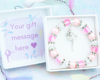 Gymnastics Gifts, Gymnast Bracelet, Jewellery For Girls, Elasticated Stretch Bracelet, Personalised Gift Box, Well Done On Your Competition