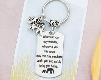 Travel Elephant Keyring, Good Luck On Your Journey, Lucky Elephant Charm, Safe Travels Gifts, Travelling Elephant Bag Charm, Emigrating Gift