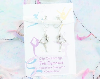 Gymnast Clip On Earrings, Girl's Clip Ons, Kid's Dangle Earrings, Non Pierced Earrings, Gymnastics Jewellery, Children's Clip On Earrings