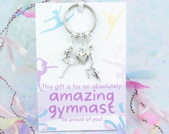 Gymnastics Keyring, Gymnastics Gifts, Good Luck Gymnast, Girls Gymnastics Bag Charm, Gymnast Gifts, Well Done On Your Competition, Amazing