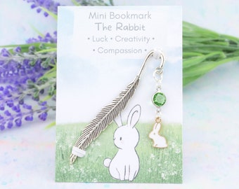 Rabbit Charm Bookmark, White Rabbit Book Gifts, Easter Bunny Gifts, Metal Bookmarks, Symbol Of Luck, Compassion And Creativity