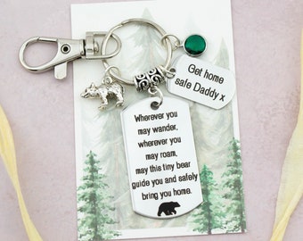 Personalised Bear Keychain, Gifts For Dad, Come Home Safe, Travel Gifts, Hiking Trip, Mountain Climbing, Forest Trail Walking, Animal Guide