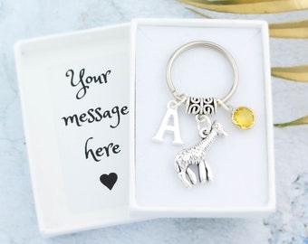 Giraffe Keyring, Personalised Gift, Wild Animal Keychain, Zoo Visit, Giraffe Bag Charm, Future Zookeeper, Safari Park Trip, Birthday Gift