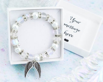 Guardian Angel Bracelet, Kids Sympathy Gift, Angel Wings Bracelet, In Memory Of, Memorial Jewellery For Children, Comfort Gifts, Keepsake