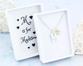 Tiny Heart Necklace, Children's Jewellery, Small Charm Necklace, Dainty Girls Jewelry, Silver Initial, Personalised Child's Necklace, Little