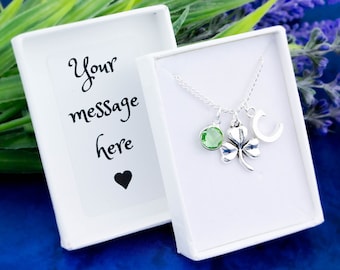 Shamrock Necklace, Personalised Gift, Lucky Charm Necklace, Ireland Gifts, Irish Luck, Shamrock Leaf Charm, Good Luck Jewelry, Anxiety Gifts