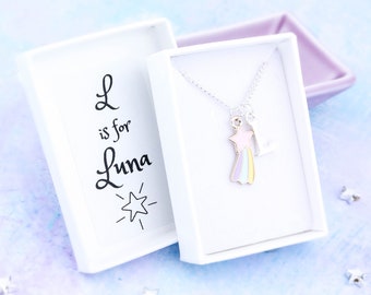 Shooting Star Necklace, Personalised Gift, Girls Pastel Jewellery, Kids Star Charm Necklace, Superstar Gift, Homeschool Reward, Well Done