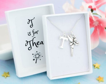 Fairy Necklace, Kids Initial Necklace, Cute Jewelry For Little Girls, Pixie Necklace, Fairy Tale Birthday Gift, Personalised Child's Name