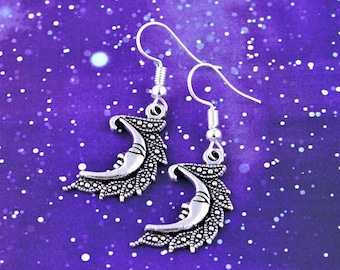 Moon Earrings, Lunar Jewellery, Crescent Moon Jewelry, Half Moon Jewellery, Cute Earrings, Celestial Gift