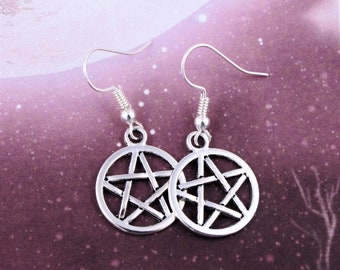 Pentacle Earrings, Witch Jewellery, Dangle Earrings, Gothic Jewelry, Goth Gift, Wiccan Jewelry, Pentagram Jewelry, Symbol Of Protection