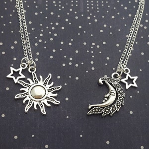 Sun And Moon Necklaces, Friendship Set, Celestial Jewelry, BFF Necklace, Space Necklace, Jewellery Set, Sun Charm, Moon Charm, Best Friends