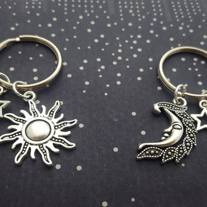 Sun And Moon Keyrings, Friendship Set, Celestial Keychains, BFF Keyrings, Space Keychain, Accessory Set, Sun Charm, Moon Charm, Best Friends image 1