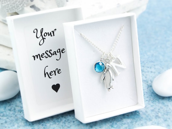 Penguin necklace with birthstone best sale