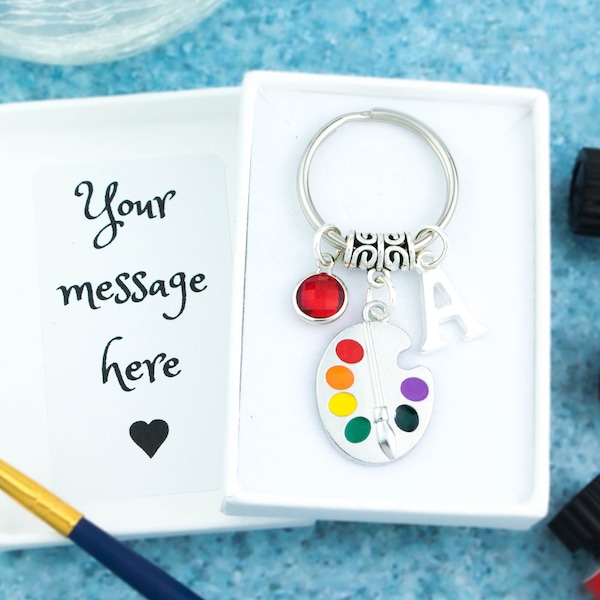 Paint Palette Keyring, Personalised Gift, Artist Keychain, Art Student Gifts, Creative Bag Charm, Paintbrush Keyring, Thank You Art Teacher