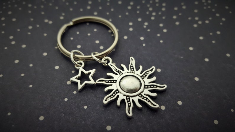 Sun And Moon Keyrings, Friendship Set, Celestial Keychains, BFF Keyrings, Space Keychain, Accessory Set, Sun Charm, Moon Charm, Best Friends image 2