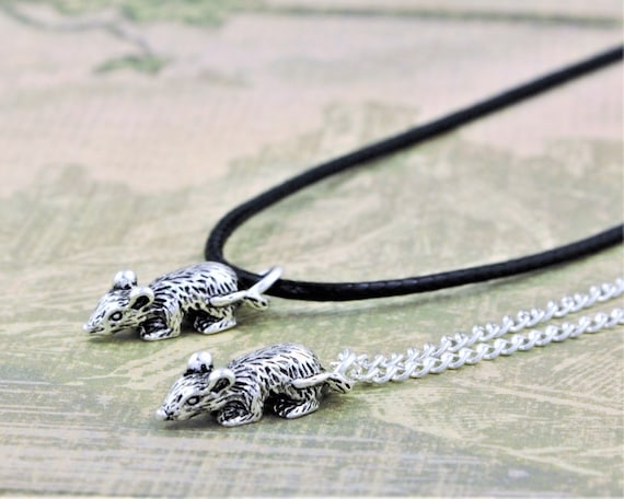Rat Necklace Mouse Jewellery Silver 3D Pendant Chain Cord or Leather Rodent Jewellery Rat Gifts Animal Lover Unisex Necklace Cute Etsy UK